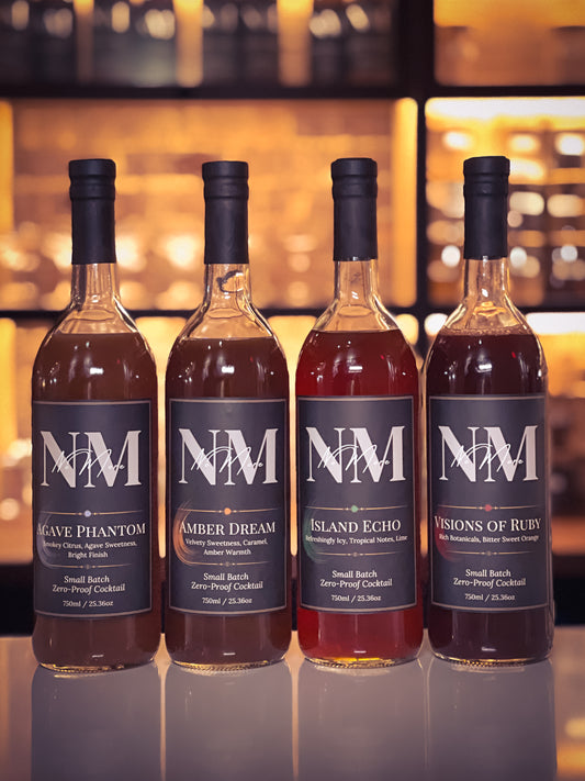 Four bottles of No More Cocktails, non-alcoholic